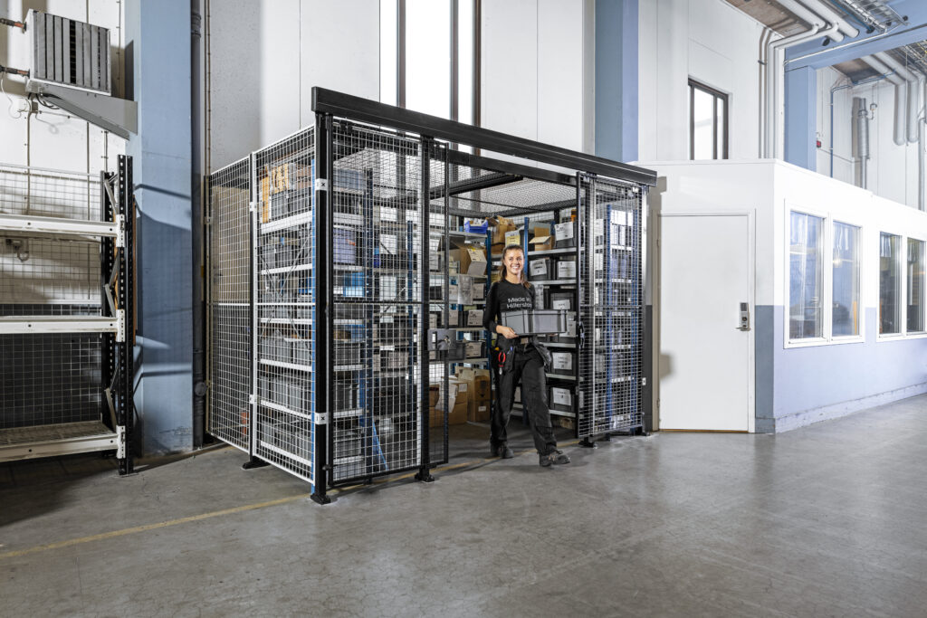 Mezzanine voor opberging van materialen - werkplaatsinrichting