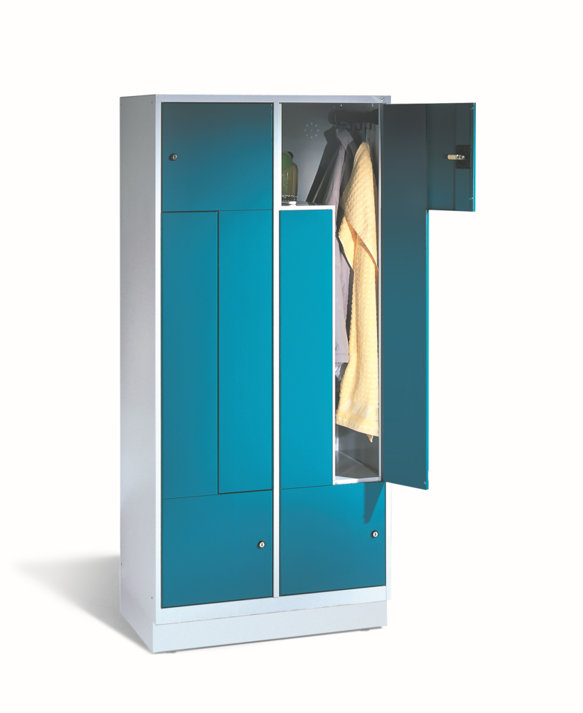 Blauwe z-locker met 4 opbergvakken