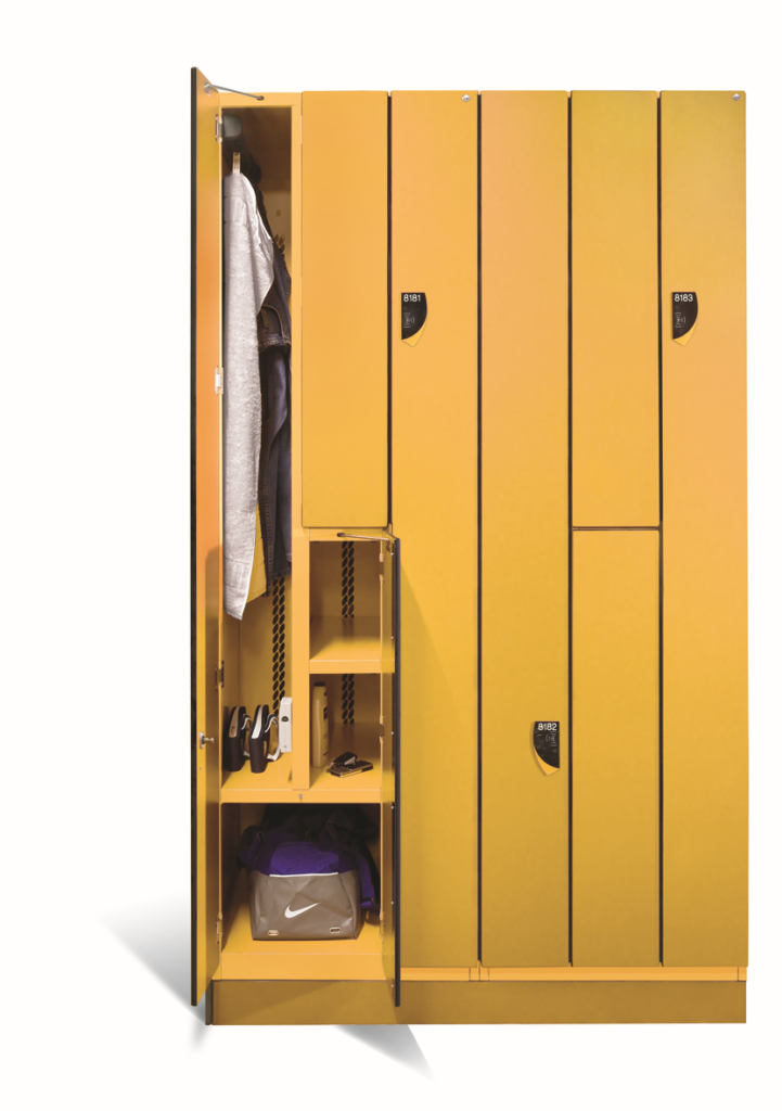 Mosterd gele z-locker met 4 opbergruimtes