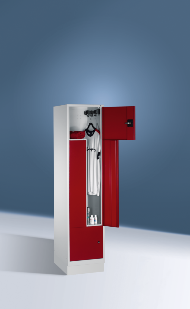 Rode z-locker met 2 opbergruimtes