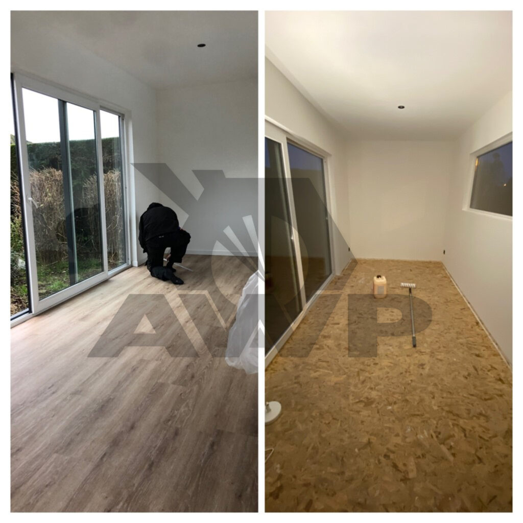 Before and after foto's van installatie vinylvloeren